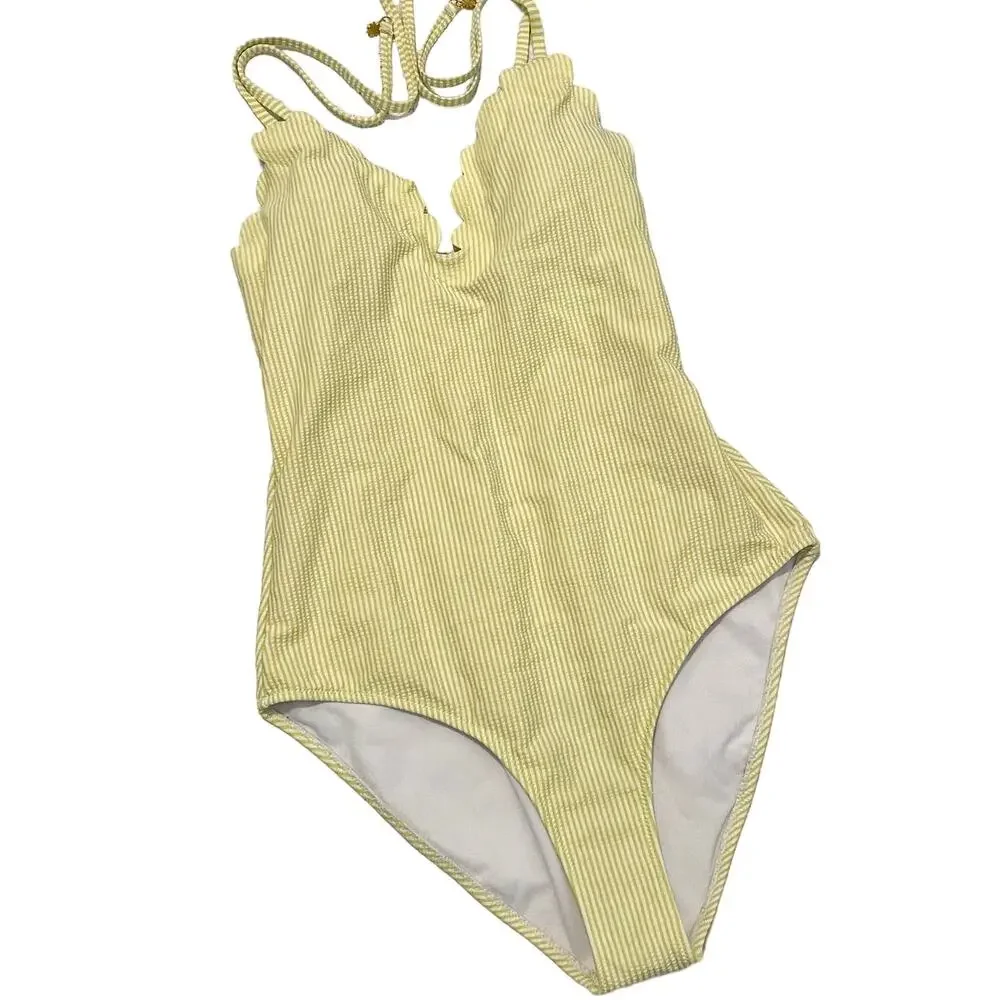 Jessica Simpson Scalloped Halter One-Piece Swimsuit